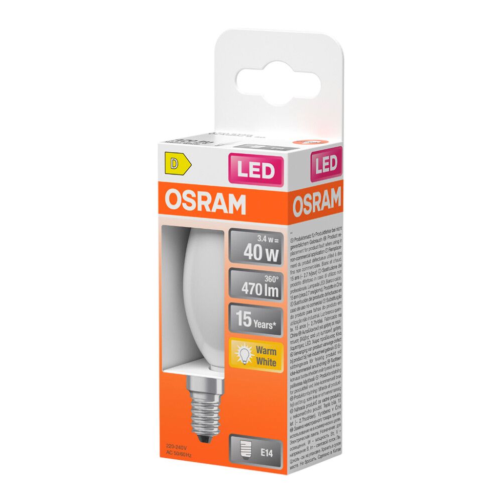 LED-lamppu Osram Star Classic B40 E14 3,4 W 470 lm 2700 K opaali 1 kpl/pkt