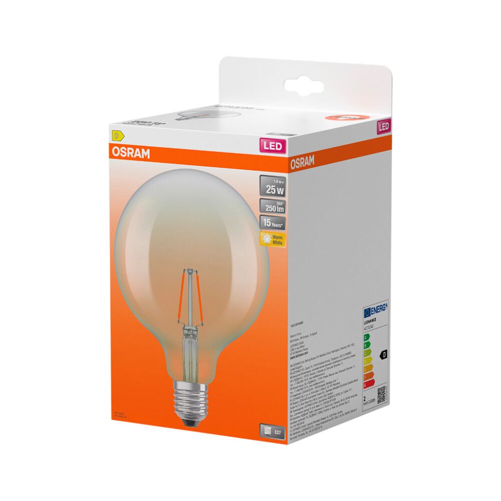 LED-lamppu Osram Star Globe125 E27 1,8 W 180 lm 2700 K kirkas 1 kpl/pkt