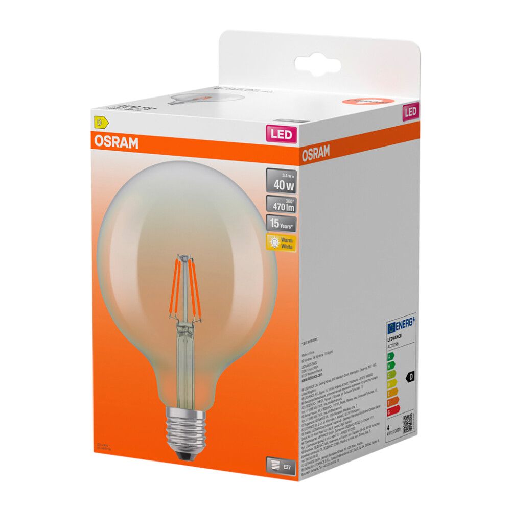 LED-lamppu Osram Star Globe125 E27 3,4 W 470 lm 2700 K kirkas 1 kpl/pkt