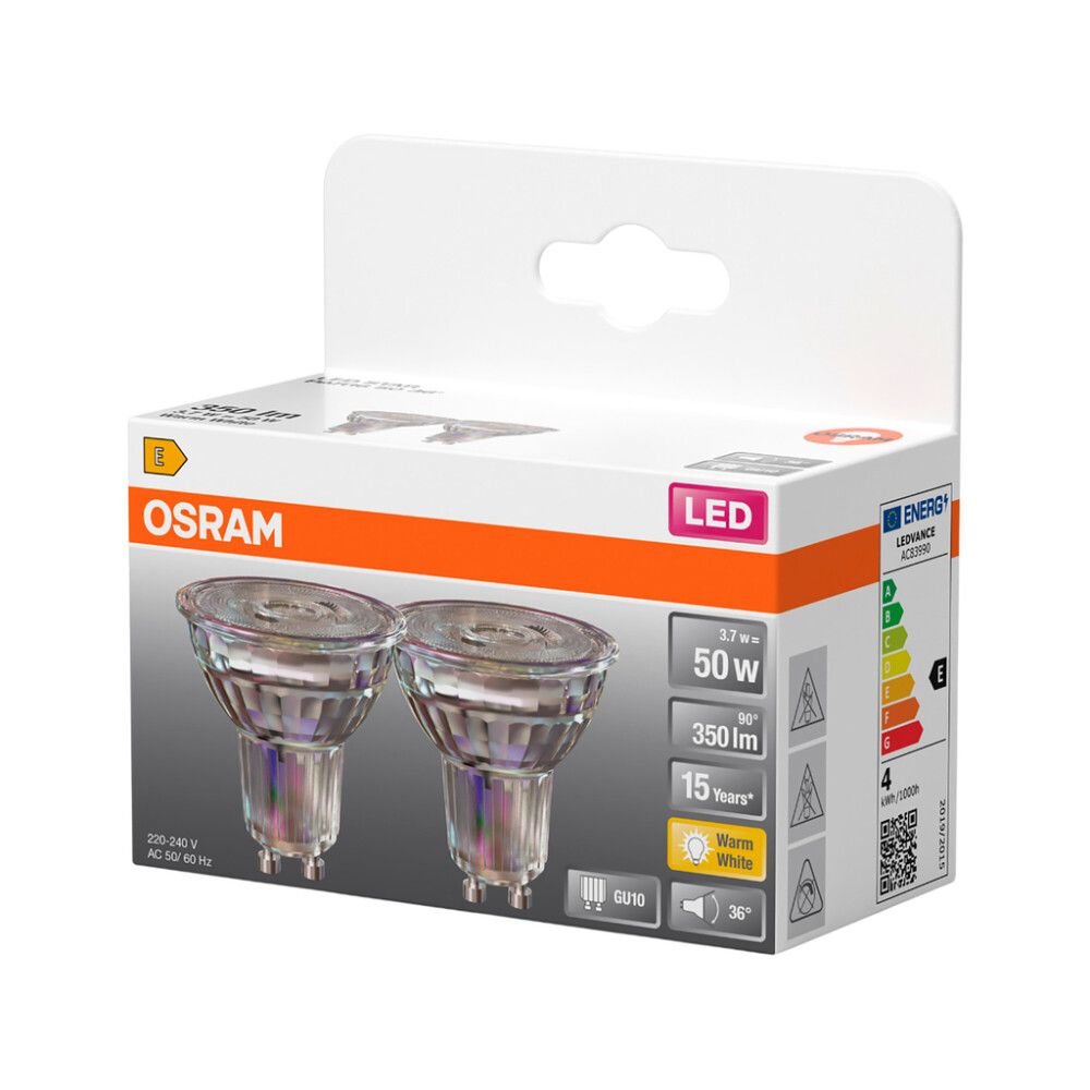 LED-lamppu Osram Star PAR16 GU10 3,7 W 350 lm 2700 K 36° 2 kpl/pkt