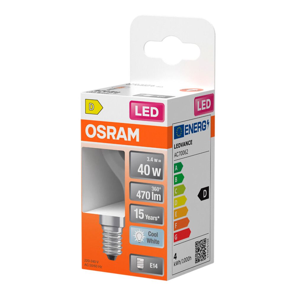 LED-lamppu Osram Star Classic P40 E14 3,4 W 470 lm 4000 K kirkas 1 kpl/pkt