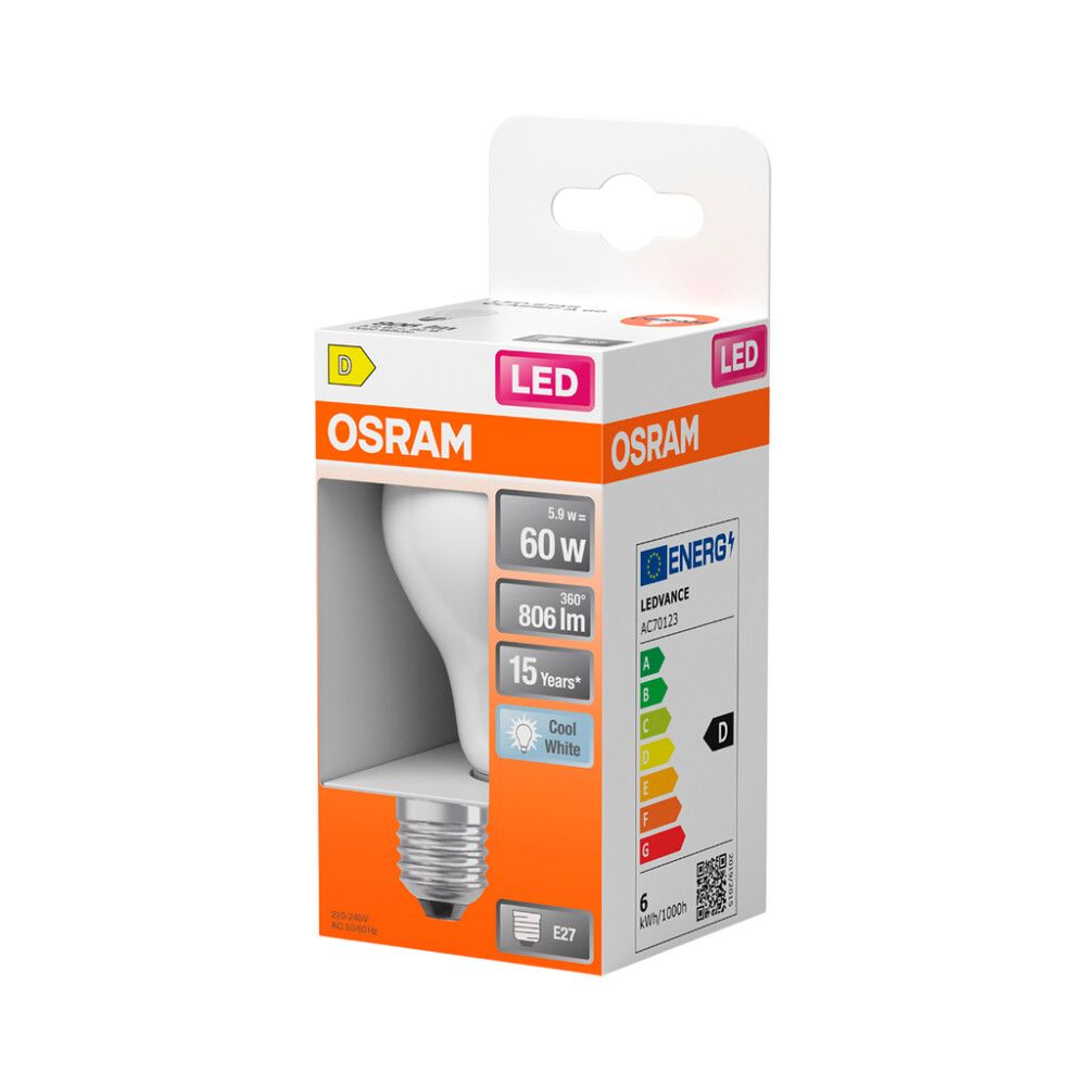 LED-lamppu Osram Star Classic A60 E27 5,9 W 806 lm 4000 K opaali 1 kpl/pkt