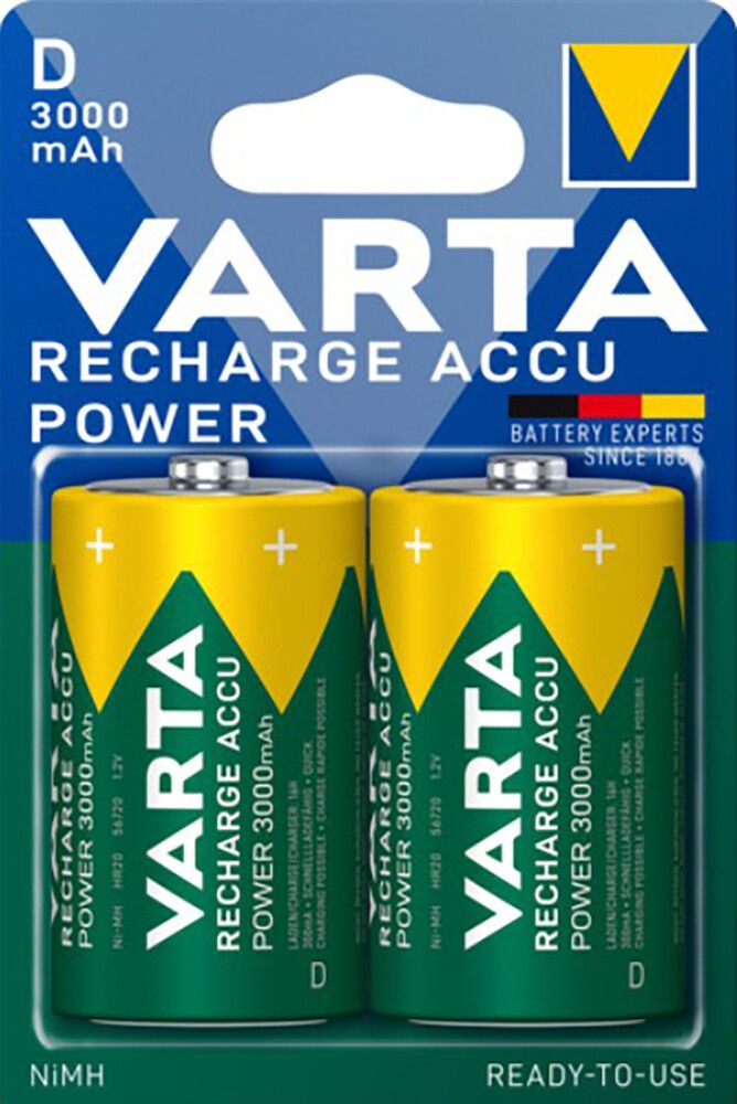 Akkuparisto Varta Recharge Accu Power D 3000 mAh 2 kpl/pkt
