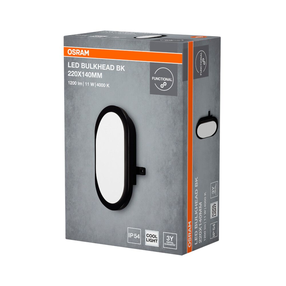 LED-yleisvalaisin Osram Bulkhead 14,3 x 21,6 cm IP54 Musta