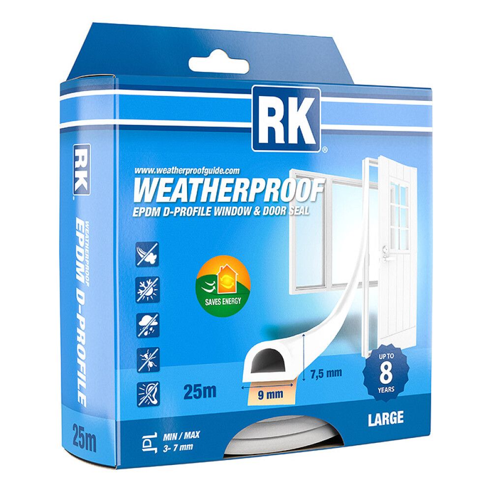 Ikkuna- ja ovitiiviste RK D-profiili Valkoinen 25 m