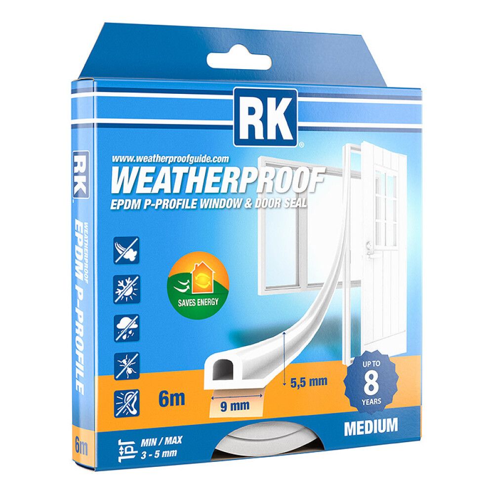 Ikkuna- ja ovitiiviste RK P-profiili Valkoinen 6 m