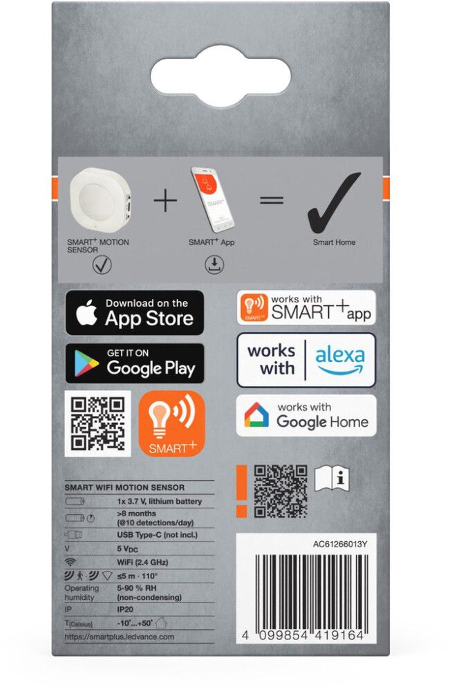 Liiketunnistin Osram Smart+ WiFi Motion Sensor valkoinen 6 x 6 cm