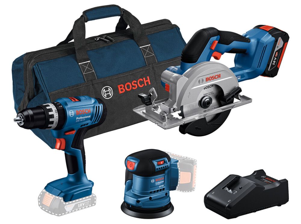 Akkukonesarja Bosch GSB/GEX/GKS Professional + 4,0 Ah akku