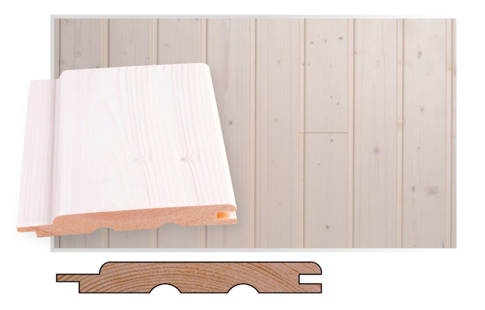 Kuusipaneeli Maler STP Valkolakattu 14 x 120 mm (per metri)