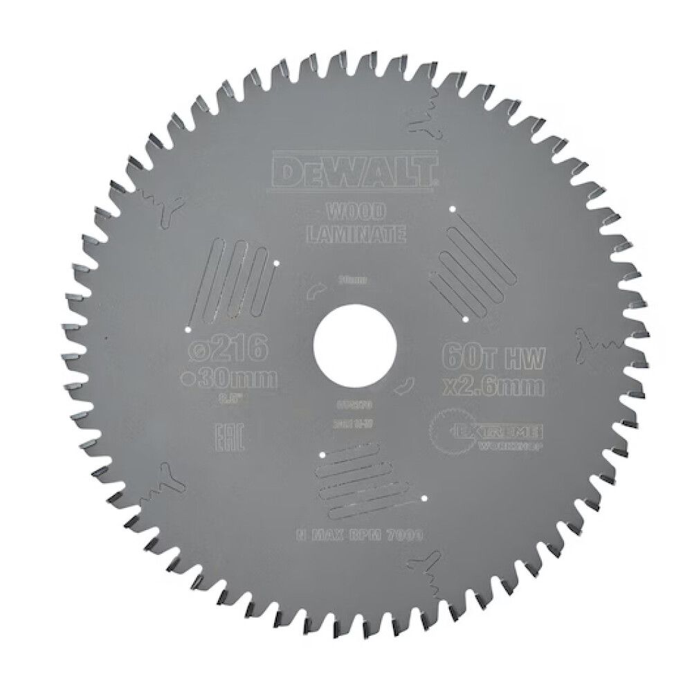 Pyörösahanterä DeWalt Extreme 216 x 30 mm 60T