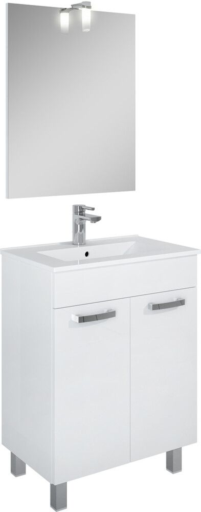Kalusteryhmä Riva Square LED-peilillä valkoinen 60 cm