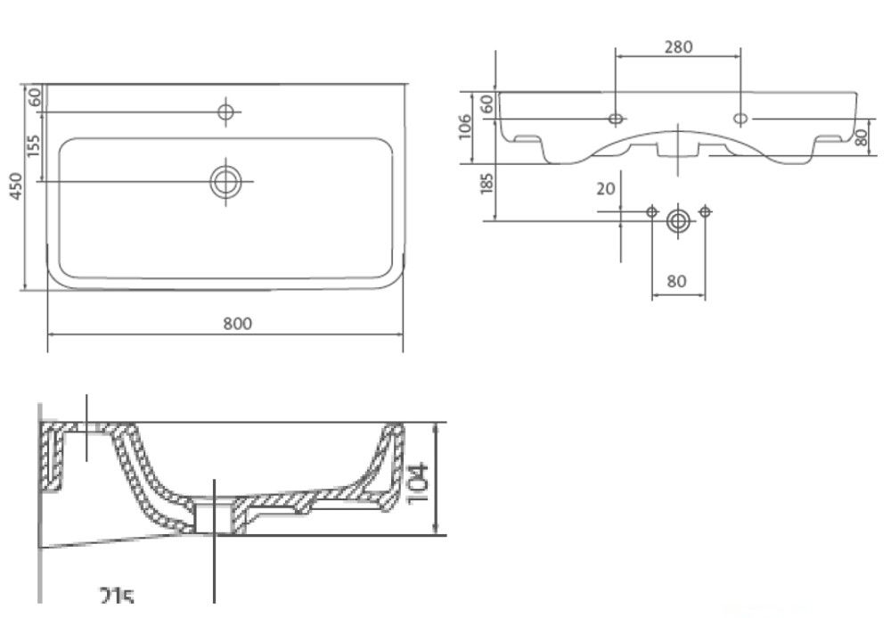 Pesuallas Camargue San Francisco 80 cm Valkoinen