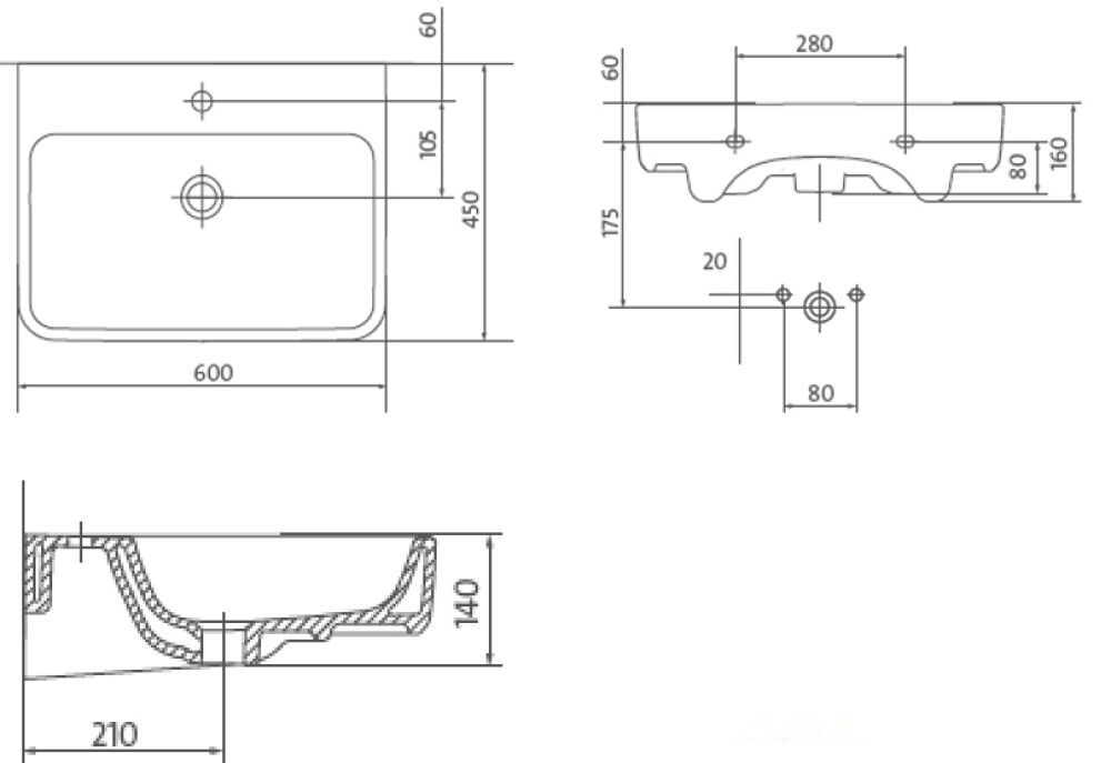 Pesuallas Camargue San Francisco 60 cm Valkoinen