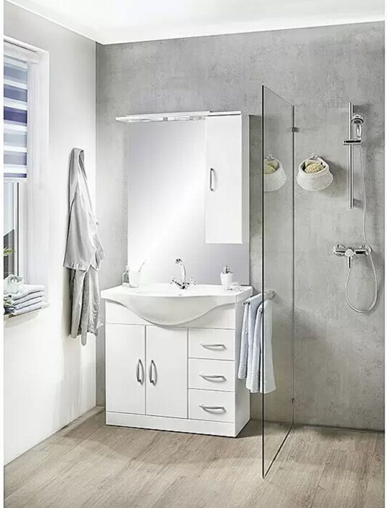 Kalusteryhmä Riva Inka LED-peilillä valkoinen 85 cm