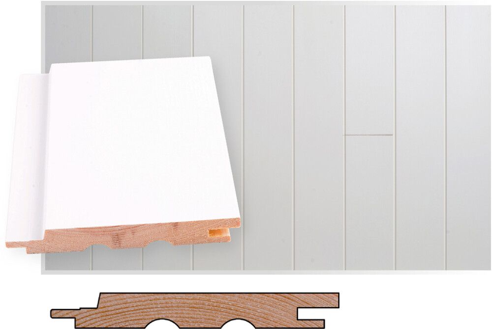 Paneeli Maler STS-3 Mänty Valkoinen 14 x 120 x 2100 mm