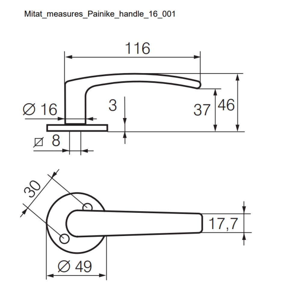 Sisäovenpainike Abloy Polarita 16/001 Satiinikromi