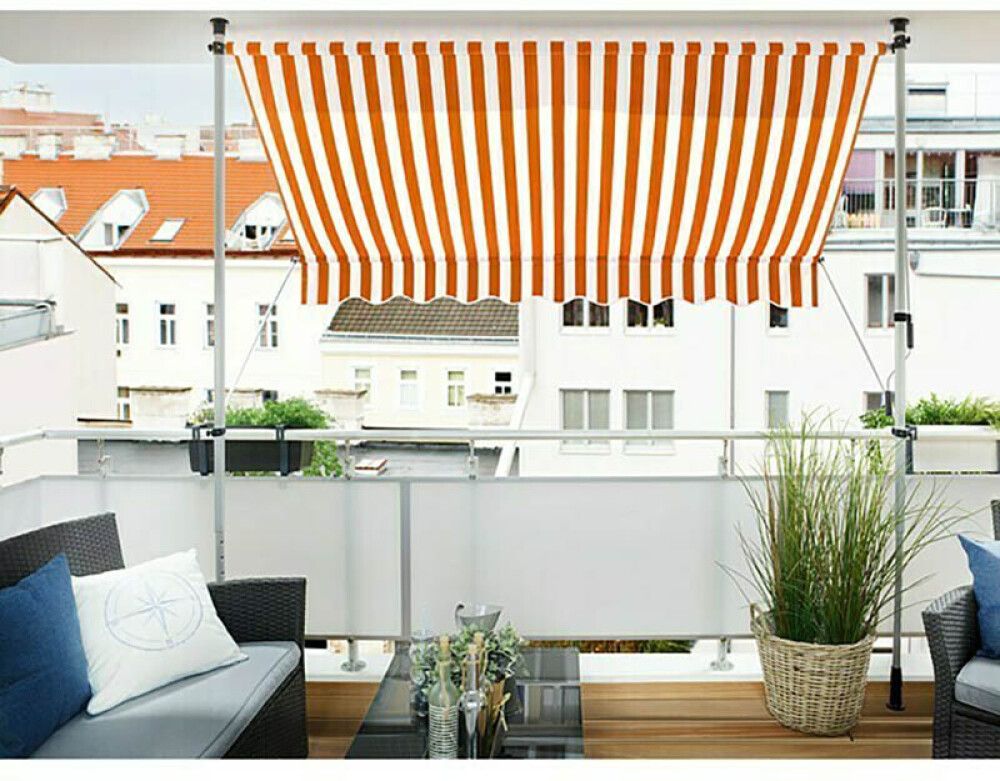 Parvekemarkiisi SunFun Oranssivalkoinen 2,5 x 1,3 m