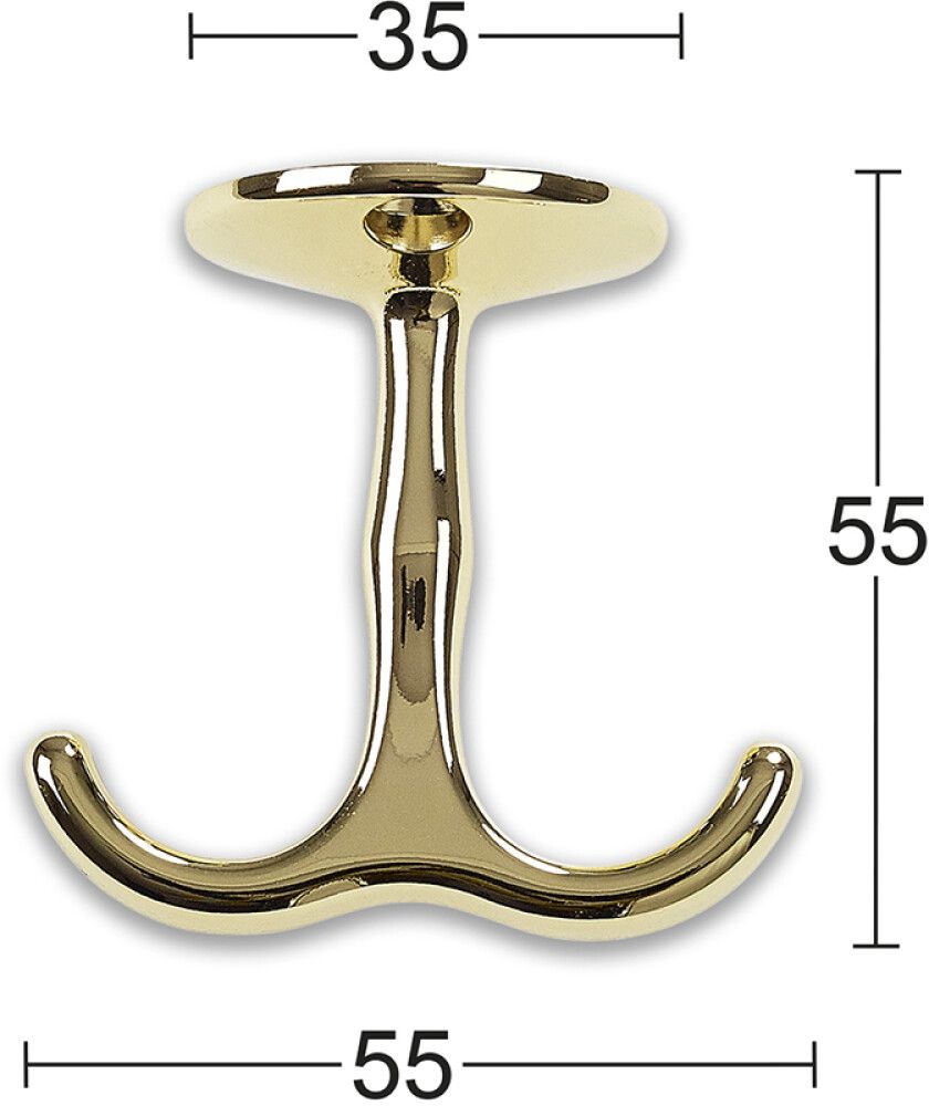 Vaatekoukku Habo 28 messingöity 55 mm