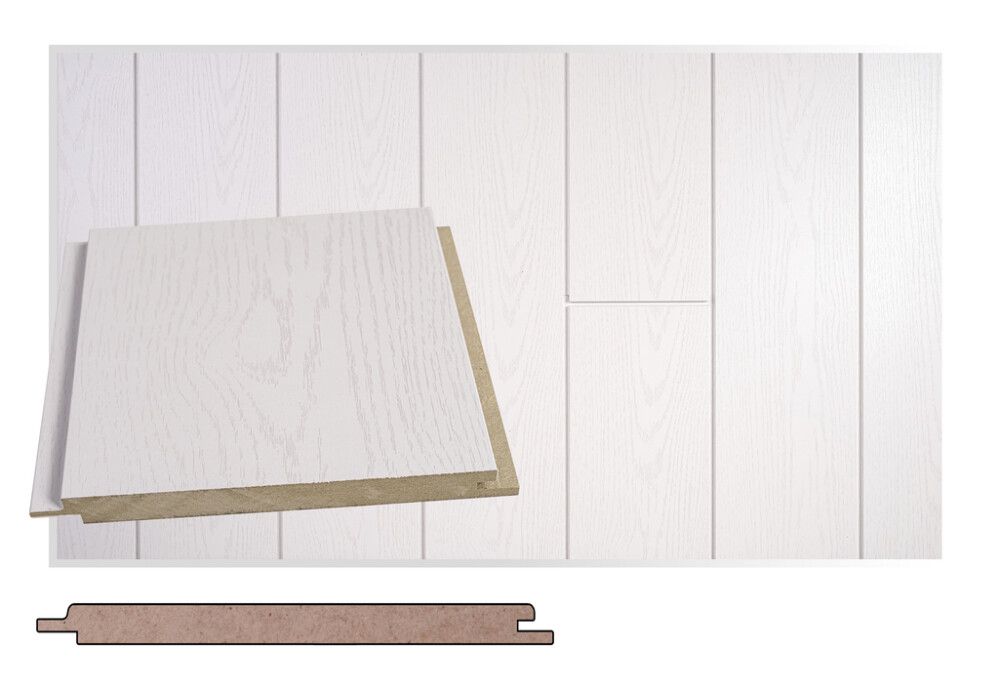 Sisustuspaneeli Maler Tuhti MDF Valkosaarni 15 x 160 x 2400 mm