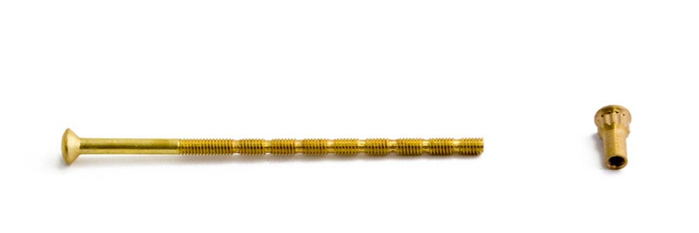 Katkouraruuvi hylsymutterilla Habo M4 9-90-7 Kiiltävä messinki 2 kpl/pkt