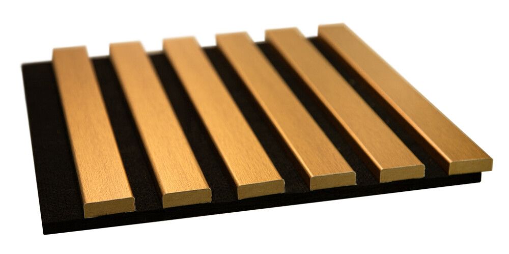 Akustiikkapaneeli Maler Louvre Acoustic Harjattu kulta / musta 19 x 300 x 2800 mm