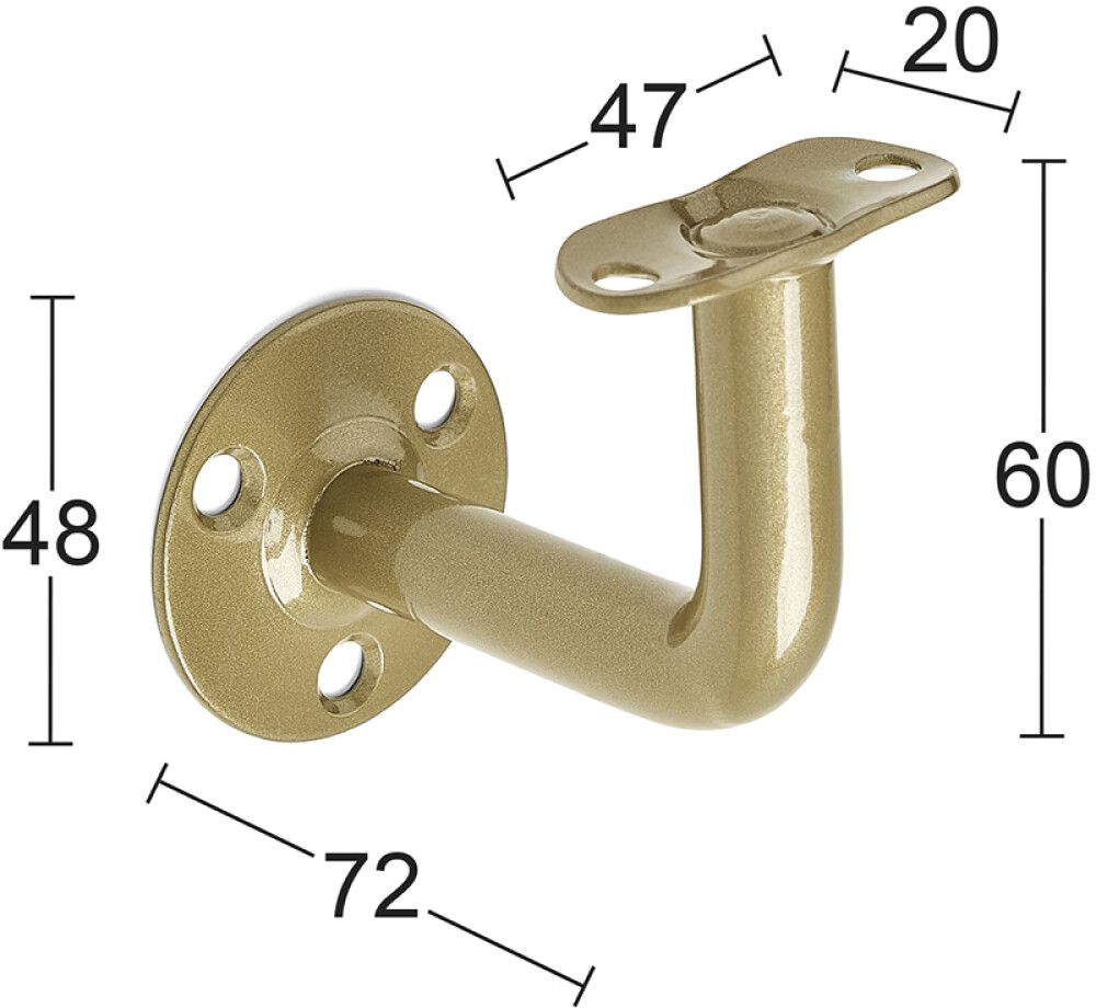 Kaiteenkannatin Habo 87 messinkilakattu 72 x 60 mm