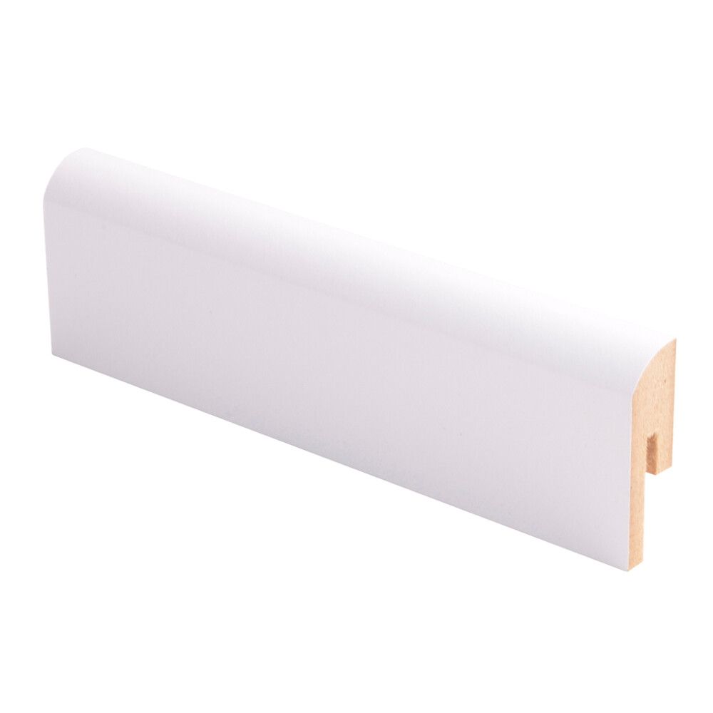 Jalkalista Maler Pyörre R10 MDF Mel puhdas valkoinen 12 x 42 x 2750 mm