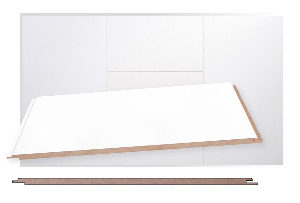 Lyhyt MDF-kattopaneeli Maler STP-0 E0 puhdas valkoinen 8 x 315 x 1200 mm