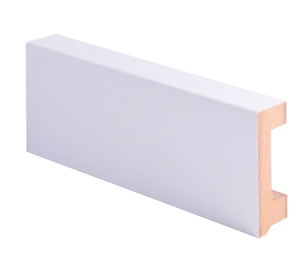 Jalkalista johtouralla Maler Louvre MDF Mel Puhdas valkoinen 19 x 58 x 2750 mm