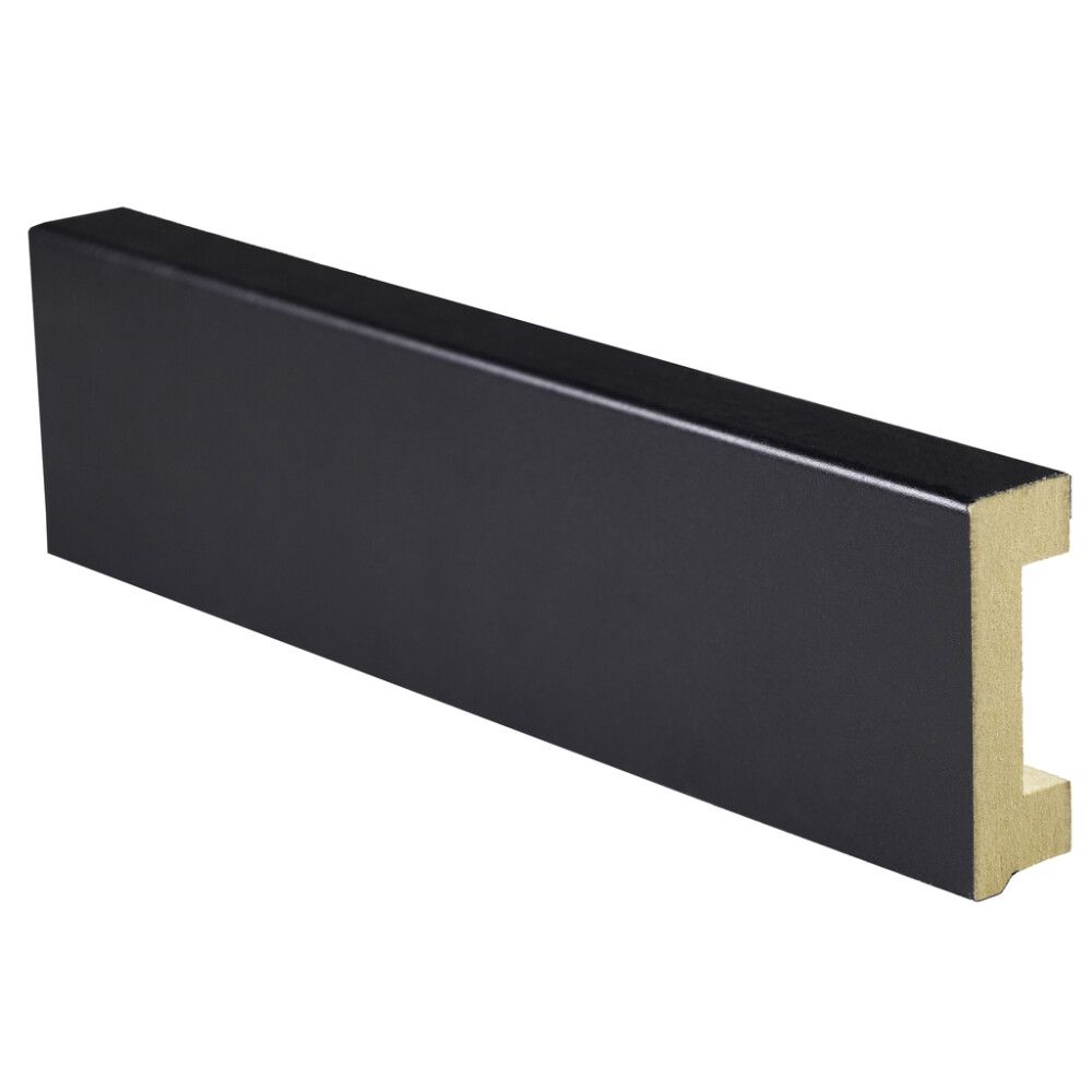 Jalkalista johtouralla Maler Louvre MDF Mel Musta 19 x 58 x 2750 mm