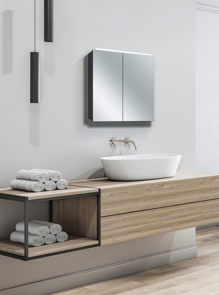 Peilikaappi Camargue Aluminio Black 60 x 60 x 11 cm