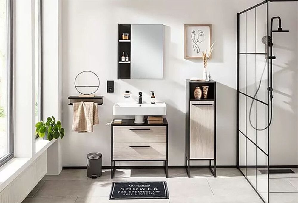 Peili BAUHAUS Jannik Antrasiitti/Harmaa puu 58 x 76,5 cm