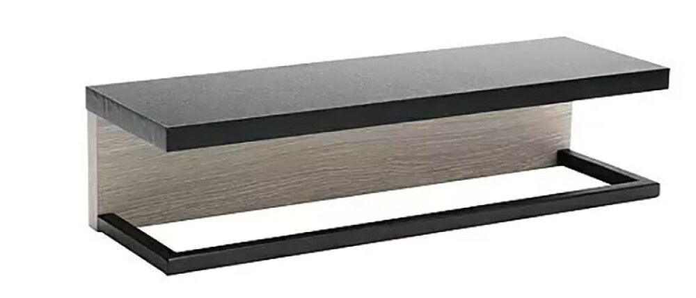 Kylpyhuonehylly BAUHAUS Jannik Antrasiitti/Harmaa puu 40 x 13 x 10,5 cm