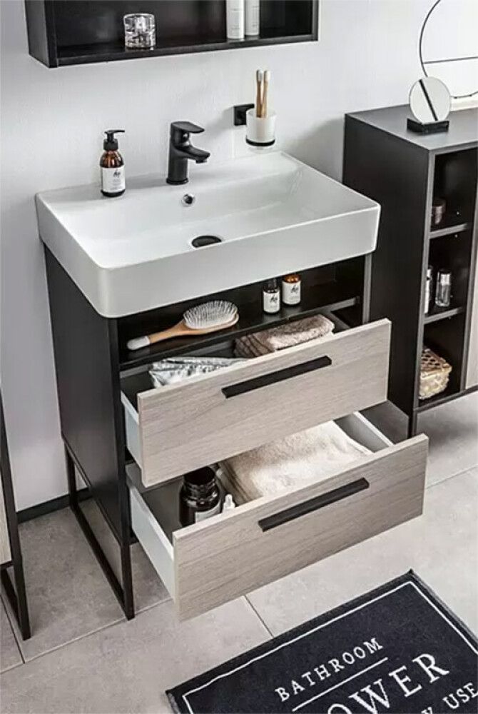 Allaskaappi BAUHAUS Jannik Antrasiitti/Harmaa puu 58 x 39 x 76,5 cm