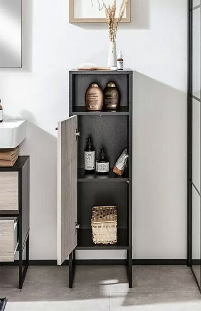 Kylpyhuonekaappi BAUHAUS Jannik Antrasiitti/Harmaa puu 32 x 32 x 114 cm