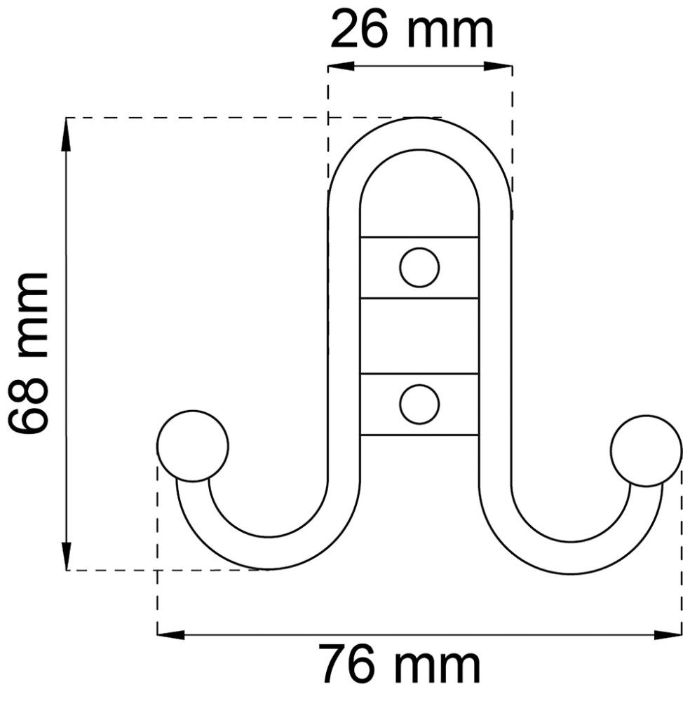 Koukku Habo 1033 harjattu kromi 76 x 68 mm