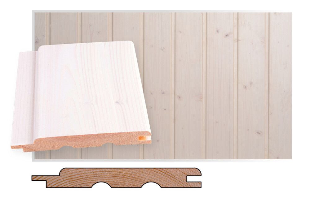 Kattopaneeli Maler STP-10 TK Valkolakattu kuusi 14 x 120 x 5100 mm