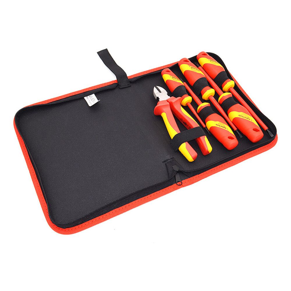 Ruuvimeisselisetti VDE-sivuleikkureilla Alpha Tools 5-os.