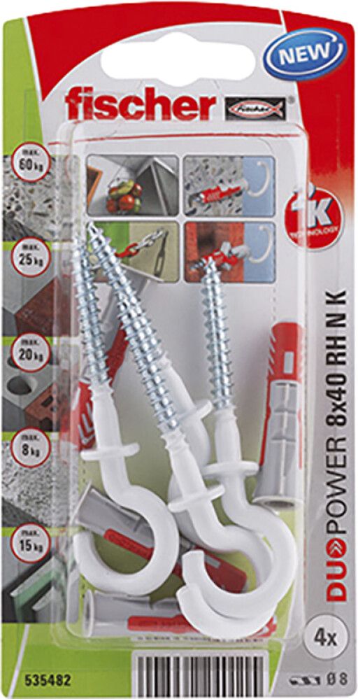 Tulppa avokoukulla Fischer Duopower 8 x 40 RH N K Valkoinen