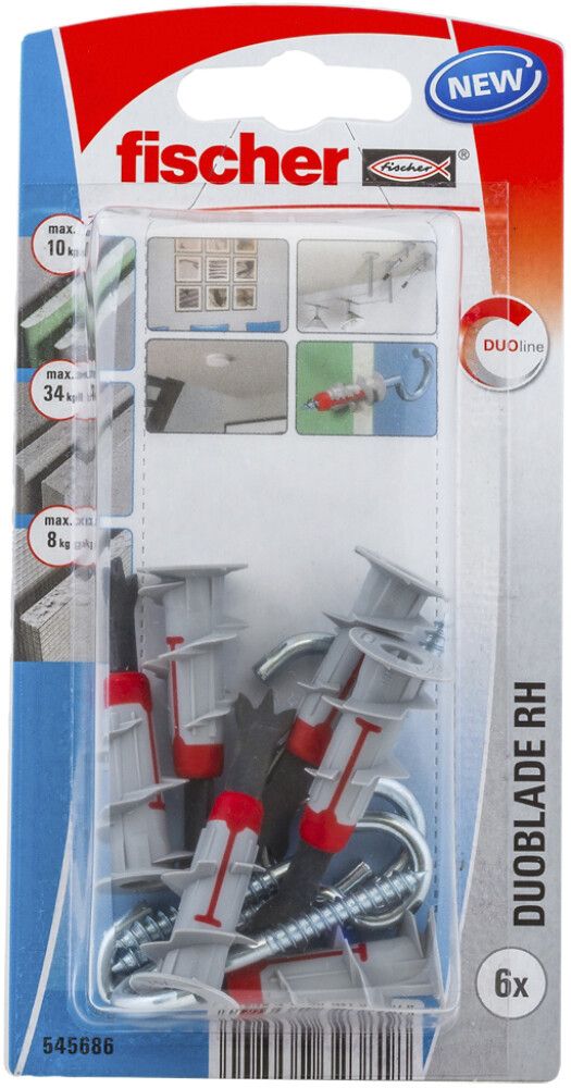 Kipsilevytulppa avokoukulla Fischer Duoblade 6 kpl/pkt