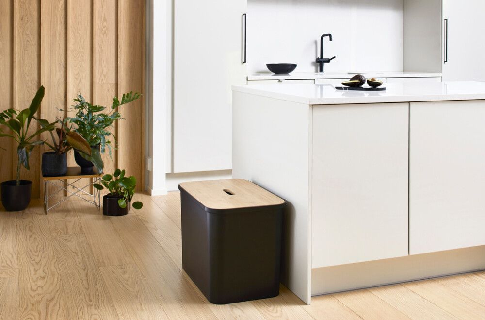 Lajitteluastiasetti SmartStore Collect 76 L Musta Vanerikannella