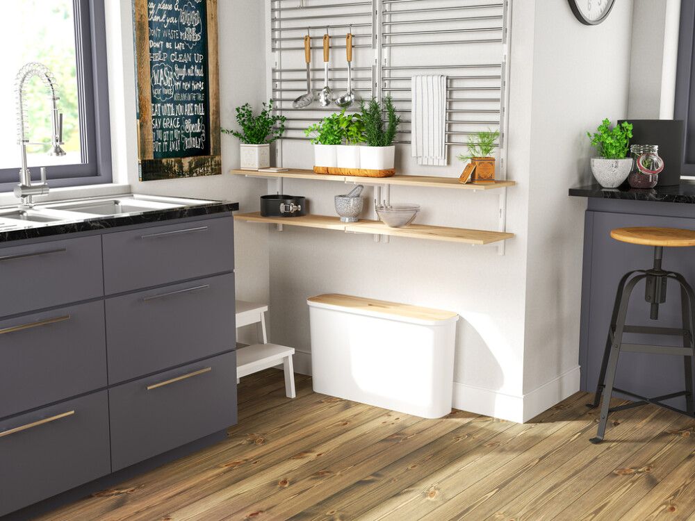 Lajitteluastiasetti SmartStore Collect Slim Set Valkoinen 46 l + vanerikansi