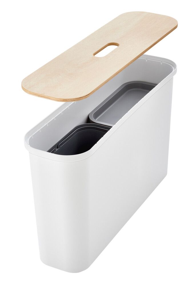 Lajitteluastiasetti SmartStore Collect Slim Set Valkoinen 46 l + vanerikansi