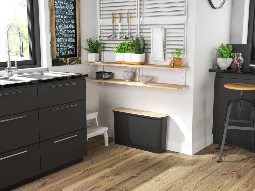 Lajitteluastiasetti SmartStore Collect Slim Set Musta 46 l + vanerikansi