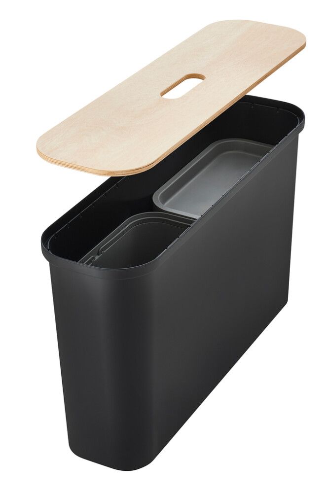 Lajitteluastiasetti SmartStore Collect Slim Set Musta 46 l + vanerikansi