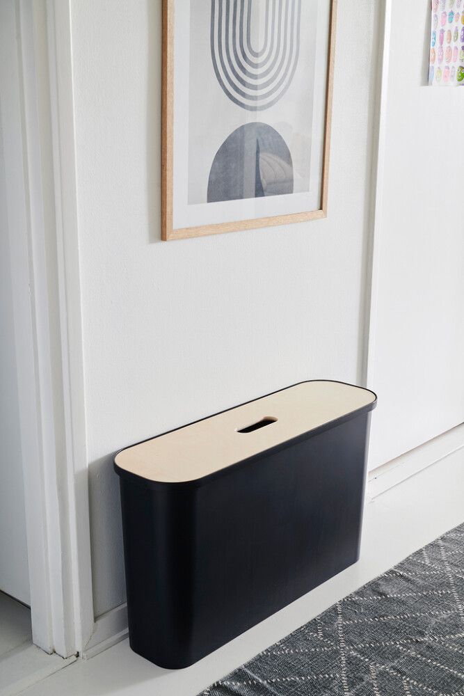 Lajitteluastiasetti SmartStore Collect Slim Set Musta 46 l + vanerikansi