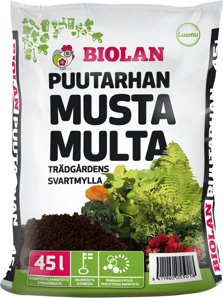 Puutarhan Musta Multa Biolan 45 l