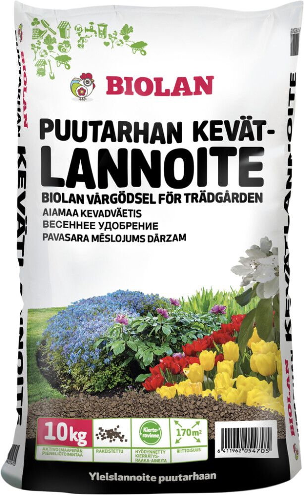 Puutarhan kevätlannoite Biolan 10 kg
