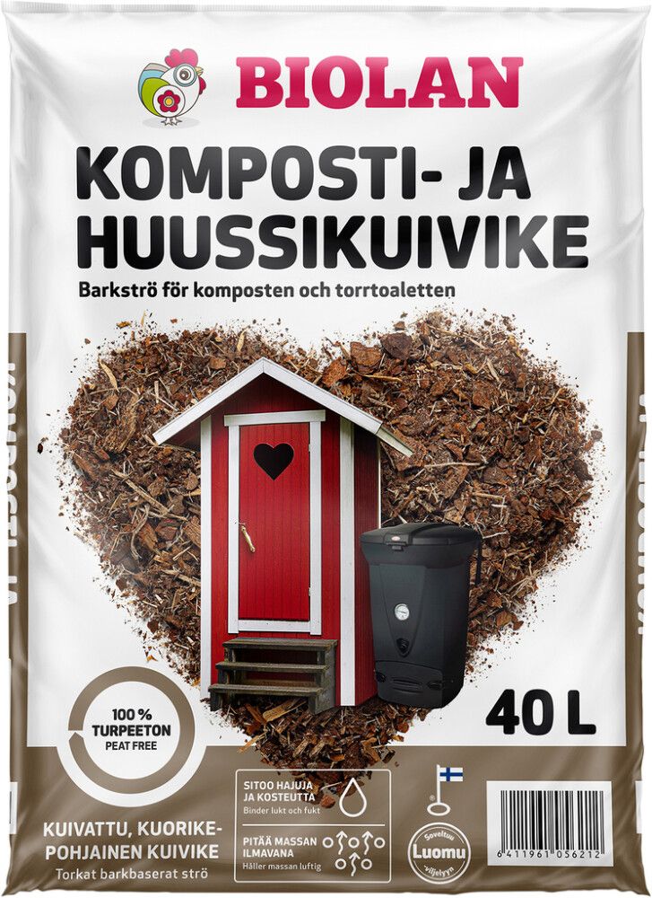 Komposti- ja huussikuivike Biolan 40 l turpeeton