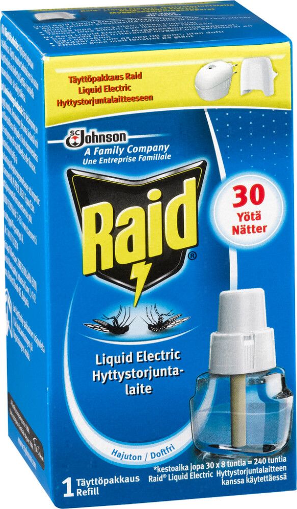 Täyttöpakkaus Raid Liquid Electric hyttyskarkotin